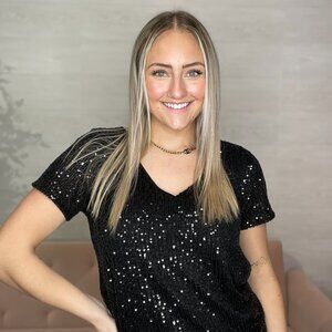 Marbella Sequin Top-Black